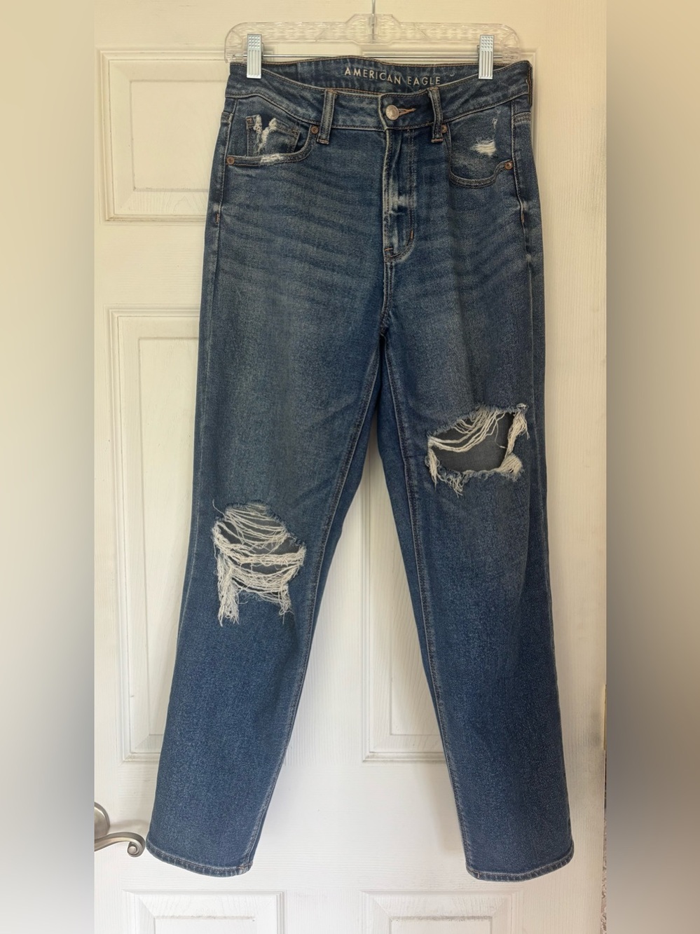 American Eagle Outfitters Distressed Dark Blue Boyfriend Jeans